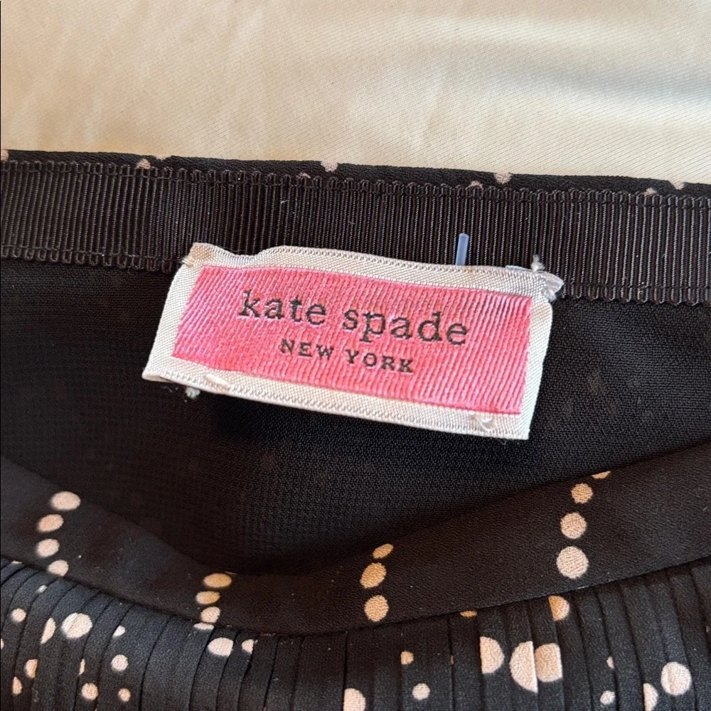 KATE SPADE New York Wavy SKIRT Black White Dot Lined Midi Pleated skirt